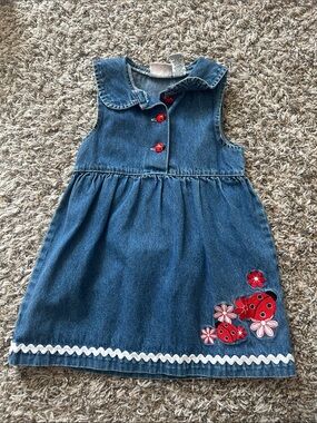 Toddler Blue Denim Dress with Red Ladybug Accents